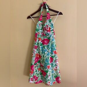 Chaps Colorful Floral Halter Dress Size 4 EUC